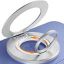 TORRAS 2025 Newest Thin Fit for MagSafe Phone Grip Ring Holder [Dual-Ring] Compatible with MagSafe Kickstand Magnetic for iPhone 16/15/14/13/12/11 Samsung, Google Accessories, Silver White