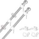 Yeesun Flag Pole,6FT Flag Pole Kit(2 Packs) for 3' x 5'American Flag, Flag Pole Holder for Outside House,Truck & Boat Use (Without Bracket) (Silver)