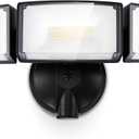LUTEC 75W 8000 Lumen Floods Light Outdoor, Switch Controlled LED Security Lights with 3 Adjustable Heads, 5000K Daylight, IP65 Waterproof Exterior Flood Light for Outside Garage, Yard, Patio-Black