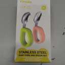 Toddler Utensils - Baby Forks and Spoons Set - Kids Stainless Steel Silverware - Children Safe - Self Feeding - Dishwasher Safe (Orange + Green)