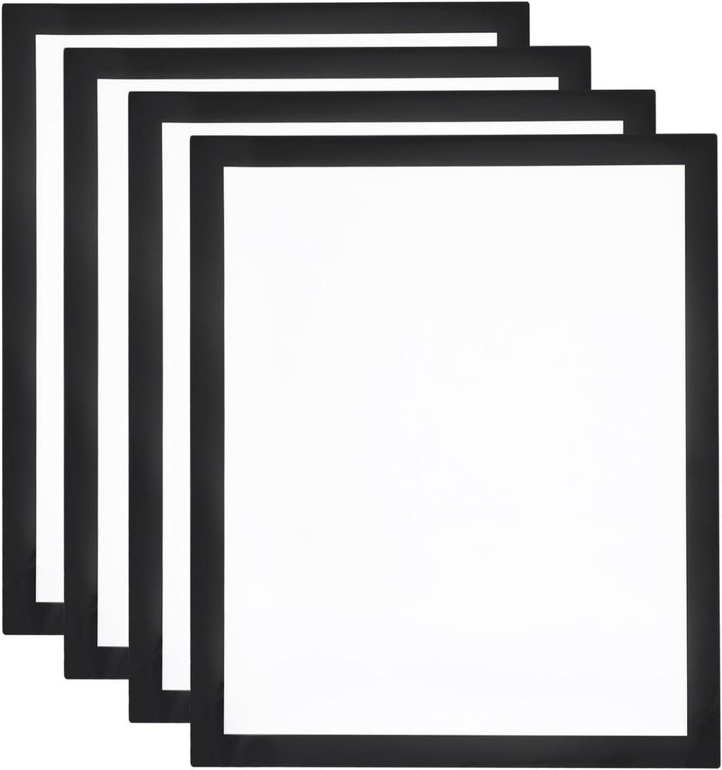 MECCANIXITY 4pcs Self Adhesive Magnetic Poster Frame Wall Sign Holder, 8.5"x11" Magnetic Picture Frame Document Display Window Sign Wall Mount for Home Office Store Restaurant,Black