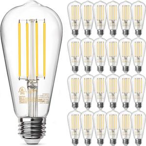 TJOY 24 Pack Vintage 8W ST58 LED Edison Light Bulbs, Dimmable, 60W Equivalent, 800Lumens, 2700K Warm White, E26 Base LED Filament Bulb, CRI80+, Antique Glass Style for Home, Bedroom, Office, Farmhouse