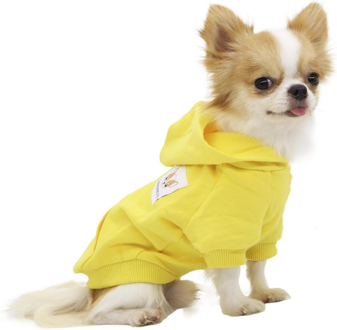LOPHIPETS Dog Cotton Hoodies Sweatshirts for Small Dogs Chihuahua Puppy Clothes Cold Weather Coat-Yellow/S