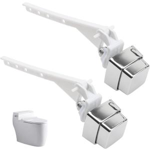 2Pcs Push Button Toilet Flush Lever Handle, Universal Side Mount Toilet Trip Lever Tank Flush Lever