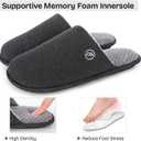 EverFoams Men's Cotton Knit Slippers Lightweight Memory Foam Indoor House Shoes with Anti-Skid Sole (7-8 M US, Lead Gray)