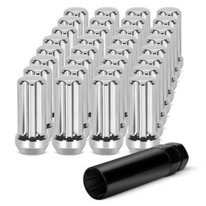 DYNOFIT 9/16-18 Wheel Lug Nuts, 9/16 32 Chrome Lugnuts with 60 Degree Conical Seat for Tuner Do-dge Dakota 2005-2011, Do-dge Ram 1500 2002-2010, Do-dge Ram 2500 1994-2011, Do-dge Ram 3500 1994-2011 (Silver)