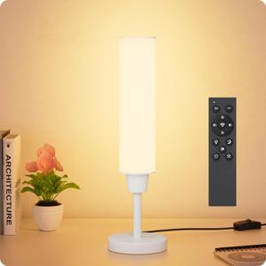 Nukanu Table Lamp with Remote，Bedside Lamps for Night Stands, Nightstand Lamp with Adjustable Brightness (10%-100%) and Color Temperature (3000k-6000k),Small Lamp for Bedroom (White)