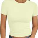 Trendy Queen Womens Short Sleeve T Shirt Buttery Soft Summer Tops Basic Tees (Yellow, M)