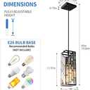 Black Pendant Lighting Modern Pendant Light, Mini Crystal Chandeliers,Adjustable Pendant Light Fixture for Kitchen Island Dinning Room Bedroom (2 Pack)