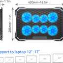 ICE COOREL Laptop Cooling Pad with 8 Cooling Fans, Cooling Pad for Laptop Fan 13-15.6 Inch, Laptop Cooler Stand with 6 Height Adjustable, Notebook Cooler Pad with Two USB Port [2025 Version]
