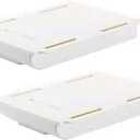 Under Desktop Drawer Storage Box, 2 Pcs 8.7 Inch x 6.1 Inch x 1.37 Inch White Plastic for Home and Office Storage (Large)