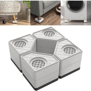 DEWEL Anti Vibration Pads for Washing Machine, 8 Pcs Washer and Dryer Pedestals Stackable Double Heighten Rubber Anti Vibration Pads, Shock Absorption & Non-Slip Floor Protection for Laundry Room