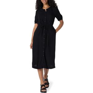 Amazon Essentials Women's Fit and Flare Half-Sleeve Waisted Midi A-Line Dress with Pockets (Medium)