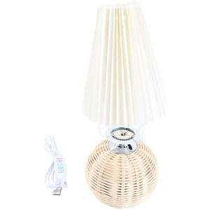 EIMSOAH Rattan Wicker Table Lamp, Modern Bedside Lamp with Pleated Shade, Small Nightstand Lamp for Bedroom Living Room, Vintage Aesthetic Decor