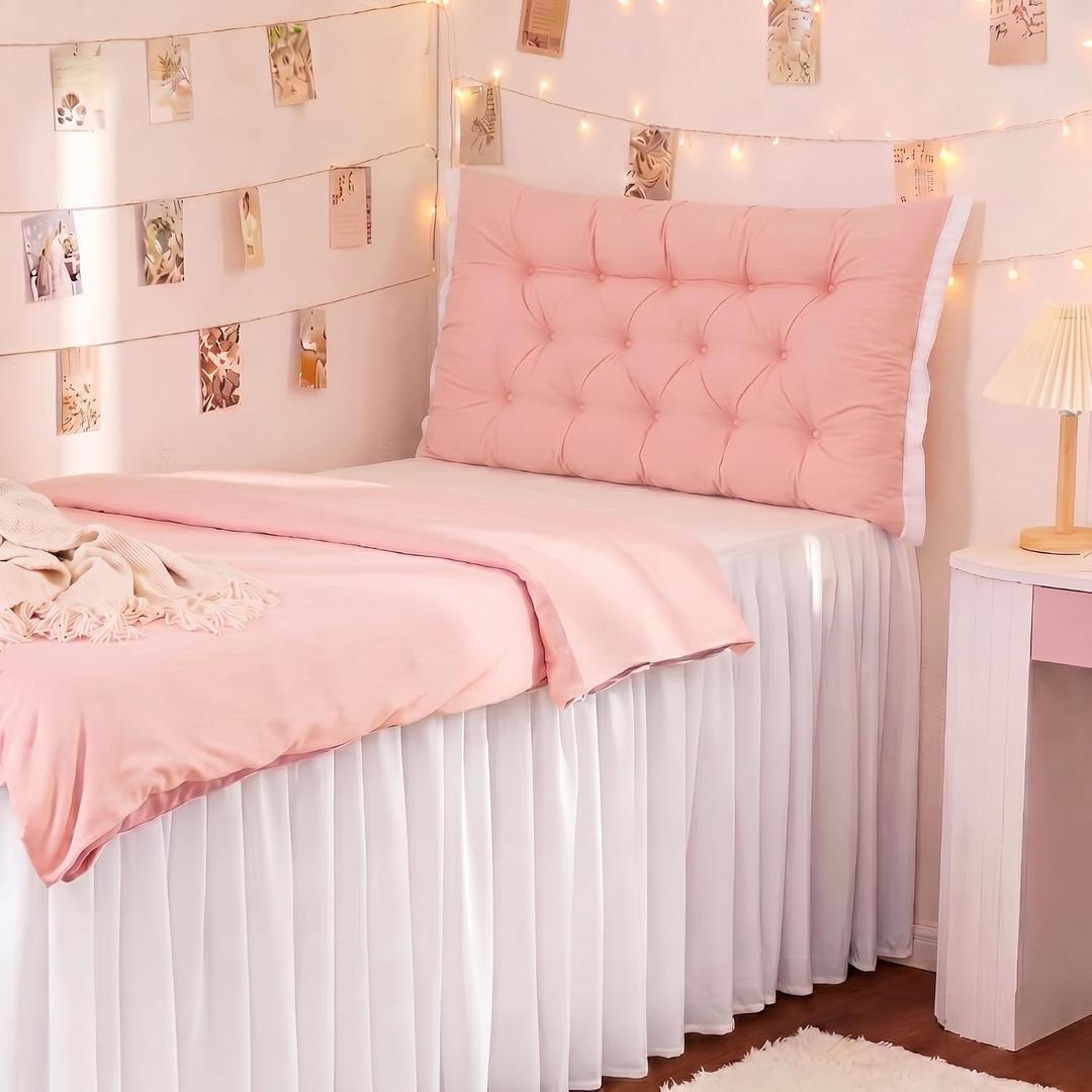Extra Large Plush Tufted College Headboard Dorm Bed Headboard Pillow 39.4 x 35.4 x 3.2 Inches Support Reading Backrest Back Freshman College Dorm Room Supplies (Pink), 39.4 x 35.4 x 3.2 inches/ 100 x 90 x 8 cm