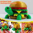 3D Printed Turtle Hamburger Set,3D Printed Animal,Detachable DIY Turtle Hamburger Models Ornament for Easter Basket Stuffers,Office Desktop and Collectible.