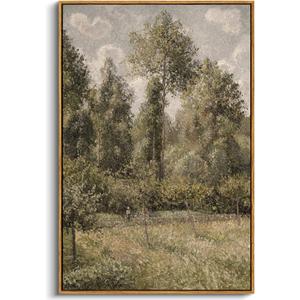 InSimSea Framed Canvas Prints Art Vintage Decor, Bushes Poplars Nature Landscape Paintings, Large Prints, Farmhouse Decor, Classical Wall Decorations for Bedroom Living Room Bathroom, 24"x36"