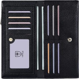 Slim Wallet for Women, RFID Blocking Credit Card Holder, Ladies Bifold Wallet with Zipper, Black