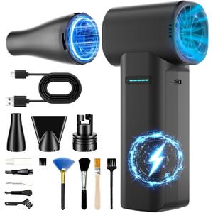 Electric Air Duster,300000RPM, max 1.1lbs Wind Force Brushless Motor, Super Power Compressed Air Duster, 3-Gear Dust Blower, Fast Charging, Electric Duster for PC, Car, House, Outdoor (40MM, Black)