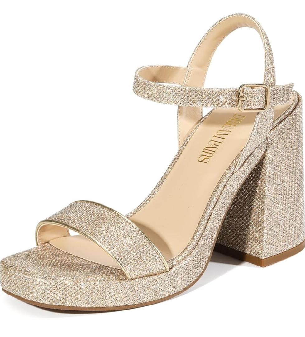 DREAM PAIRS Heels for Women Block Chunky Platform High Heels Open Toe Fashion Wedding Party Evening Prom Dance Ankle Strap Dress Pump Sandals Shoes,9 Size