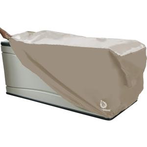 YardStash Deck Box Cover - Heavy Duty, Waterproof Covers for Outdoor Cushion Storage and Large Deck Boxes - Protects from Rain, Wind and Snow - XL - Tan