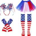 4th of July Tutu Set Independence Day Costume Red White and Blue Tutu Patriotic Costume Accessories Halloween Cosplay Party