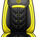 Comfortable Leather Auto Car Seat Covers 5 Seats Full Set Universal Fit (Black & Yellow)