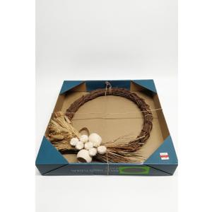 Harvest Dried Floral Wreath, Pancho Ring, Rahul Cut and Bell Cup, 3.14 in H x 19.6 in Dia, For Indoor and Covered Outdoor Use