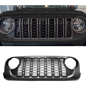 Front Grill Bumper Mesh Grille For Jeep Wrangler JK 2007-2017 upgrade to 2024 JL