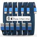 6Pack(3/3/6/6/6/10 FT)[Apple MFi Certified] iPhone Charger Long Lightning Cable Fast Charging High Speed Data Sync USB Cable Compatible iPhone 14/13/12/11 Pro Max/XS MAX/XR/XS/X/8/7/Plus iPad AirPods (Black and Blue)