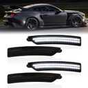 LED Side Marker Lights Front Rear Bumper Parking Signal Lamp Reflectors for 2024-2025 Ford Mustang S650 Gen7, Smoked Len 4PCS (White)