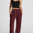 Herseas High Waisted Sweatpants for Women 2025 Fall Wide Leg Contrast Stitching Drawstring Loose Lounge Jogging Pants (XL)