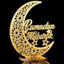 DoubleFill Acrylic Wooden Islamic Ramadan Decoration - 10 Inch Eid Tabletop Decors Ramadan Mubarak Centerpiece Islamic Mosque Muslim Table Sign Decoration Home Decor for Gift Eid Tabletop(Gold)