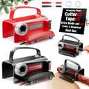 2-Pack Wrapping Paper Cutter with Wheels & Tape Dispenser - Gift Wrap Tool Kit with Replaceable Blades for Christmas, Birthday - Safe, Efficient, and Precise Cutting (Red)