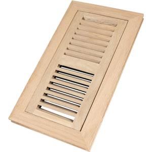 Hardwood White Oak Floor Register, Flush Mount with Frame, 4x10 Inch, Unfinished