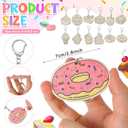 Trnayi 36 Pcs Dessert Craft Color Your Own Sweet Treat Keychains Unfinished DIY Coloring Ice Cream Wooden Donut Cupcake Crafts Blank Wood Painting Kits for Summer Art Donut Party Favors, 2.56 inches