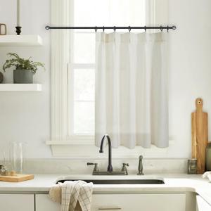 Half Curtain for Windows,Pinch Pleated Linen Semi Sheer Cafe Curtain 30 Inch Length for Kitchen (24"W x 30"L (Pack of 1), Natural)