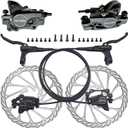 Bike Hydraulic Disc Brake Set with 160mm Rotors,For Mountain Bike e-Bike Fat Bike Road Bike(Right Front Brake& Left Back Brake)(Black)