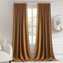 MIULEE Golden Brown Back Tab Blackout Curtains 120 Inch Long 2 Panels Set for Bedroom, Rod Pocket/Pinch Pleated Extra Long Thermal Insulated Living Room Darkening Light Blocking 10FT Drapes