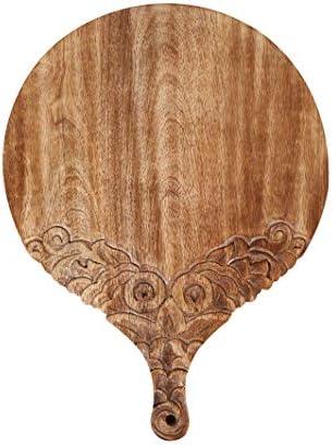 VERSAINSECT nd carved round Chopping & Serving Tray for kitchen, dining table and outdoor SIZE 17x12.5x0.95 inch, Antique Brown-gsadv3