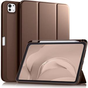Akkerds for iPad Pro 11 Inch Case (M5/M4) 2025/2024 6th/5th Generation with Pencil Holder, for iPad Pro Case 11 Inch with Trifold Stand Protective Cover/Soft TPU Back, Auto Wake/Sleep, Dark brown