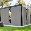 NICETOWN 2 Panels Outdoor Curtains for Patio Waterproof, Peel/Stick Top & Back Tab Bottom Drapes with Free Rope for Wind Blocking, Privacy Sun Shades for Gazebo/Deck, W66 x L90 in, Silver Gray