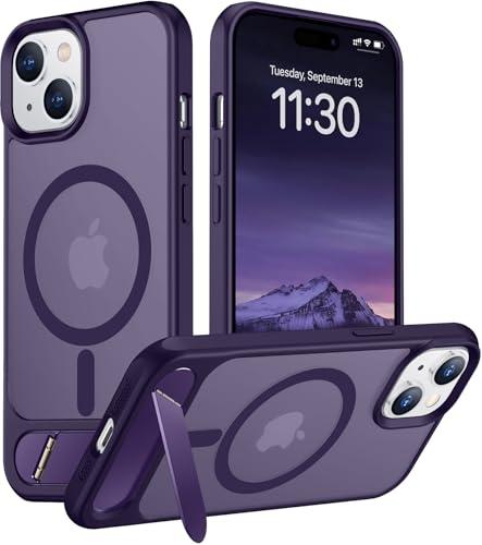 Temdan Magnetic Compatible with iPhone 15 Plus Case & iPhone 14 Plus Case, [Built-in Invisible Kickstand][Compatible with MagSafe][Military Grade Shockproof] Slim Translucent Matte Phone Case 6.7"