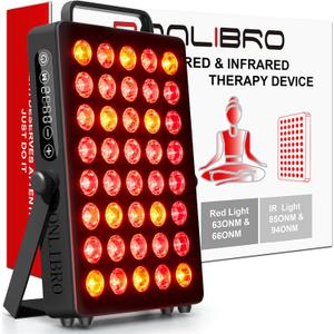 Red Light Therapy Panel for Face and Body, Quad Wave 660nm 850nm 630nm 940nm Near Infrared Light Therapy Panel Portable Dual Chip LED Device for Body Pain Relief Skin Health Sleep (BN-40)