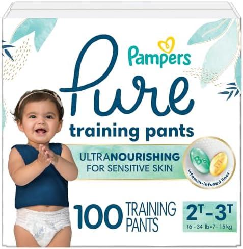Pampers Pure Protection Training Underwear, Unisex, Size 2T-3T, 100 Count, Premium, Hypoallergenic, Soft, Absorbent