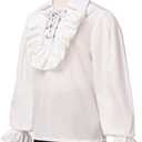 GRACEART Boys Medieval Pirate Shirt Renaissance Colonial Shirt for Kids white 2T to 16 Years (02#beige)
