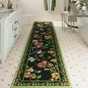 Runners for Kitchen Runner Rug Non Slip 2'x10' Long Washable Rugs with Rubber Backing Soft Floral Bird Magpies Animal Carpet Runner for Kitchen, Laundry, Bedroom, Bathroom (Green)