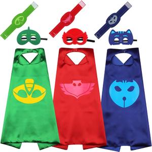 Superhero Capes & Masks Bulk Set for Kids 2-12  Satin Capes, Felt Masks, Bracelets, Dress Up Costumes, Party Favors