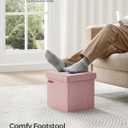 SONGMICS Small Folding Storage Ottoman, 11.8 x 11.8 x 11.8 in, Jelly Pink