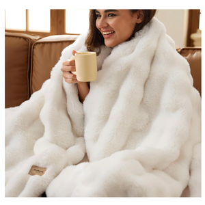 GentleSoft Fluffy Faux Fur Throw Blanket for Couch, Soft Fuzzy Fleece Blankets & Throws, Cream Bed Decor Cozy Gifts for Women Teen Girls, Minky Thick Warm Plush Gifts for Birthday, Anniversary